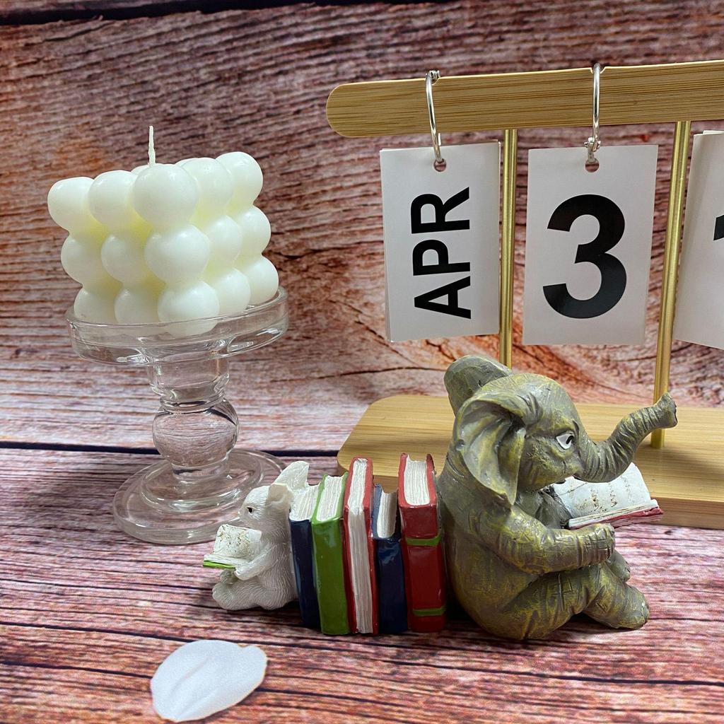 Elephant and Rabbit Reading Garden Resin Ornament for Home or Office Decor