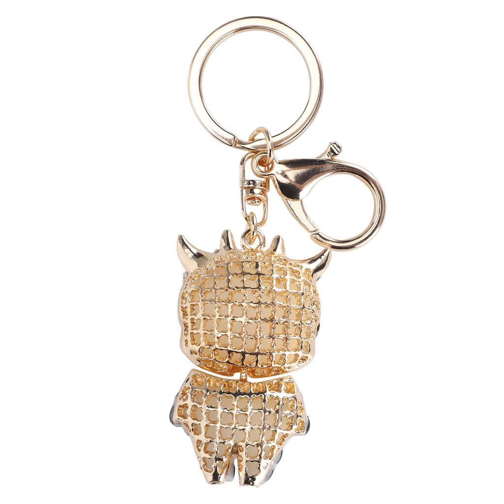 2Pcs Keychain Pendant Cartoon DiamondStudded Resin Small Cow Shape Metal Key   Decoration(White )