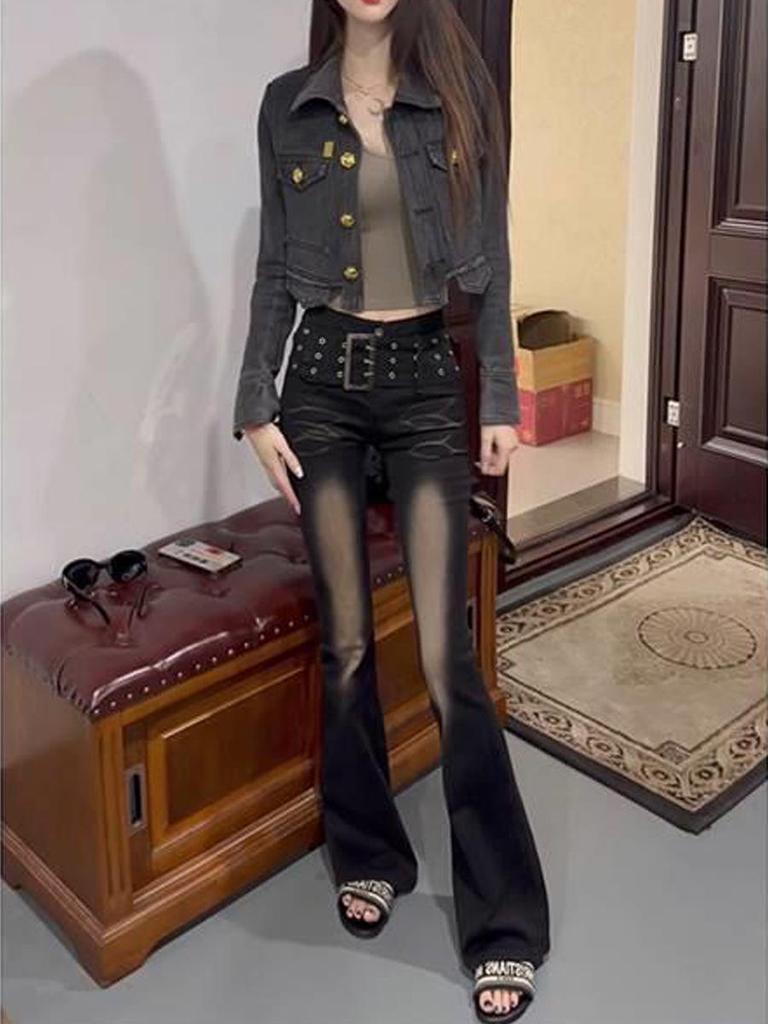 Versatile 2024 Trendy Low-Waisted Slimming Stretch Denim Micro-Flare Jeans