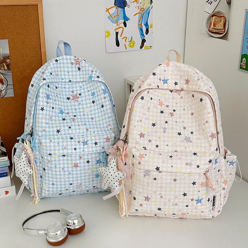Schoolbag schoolbag female junior high school high school student star printing Korean version niche ins backpack Mori college student computer bag