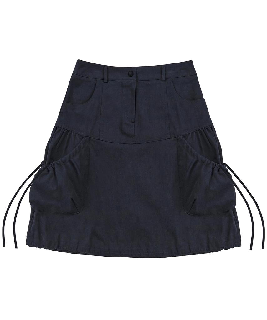 Leijeumiya Mio Shirred Balloon Skirt [Navy]