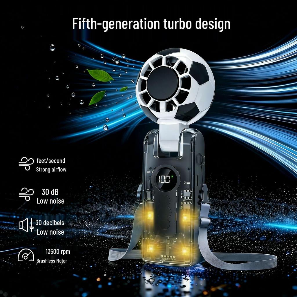 World Cup High-Speed Foldable Football Fan with Cooling Light & Ice Pack Display