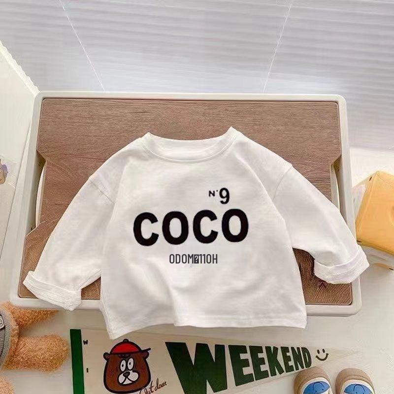 Barn Långärmad Bomulls-T-shirt - Koreansk Stil, Vår/Höst, Godisfärg, Trendig Enfärgad Topp för Pojkar & Flickor