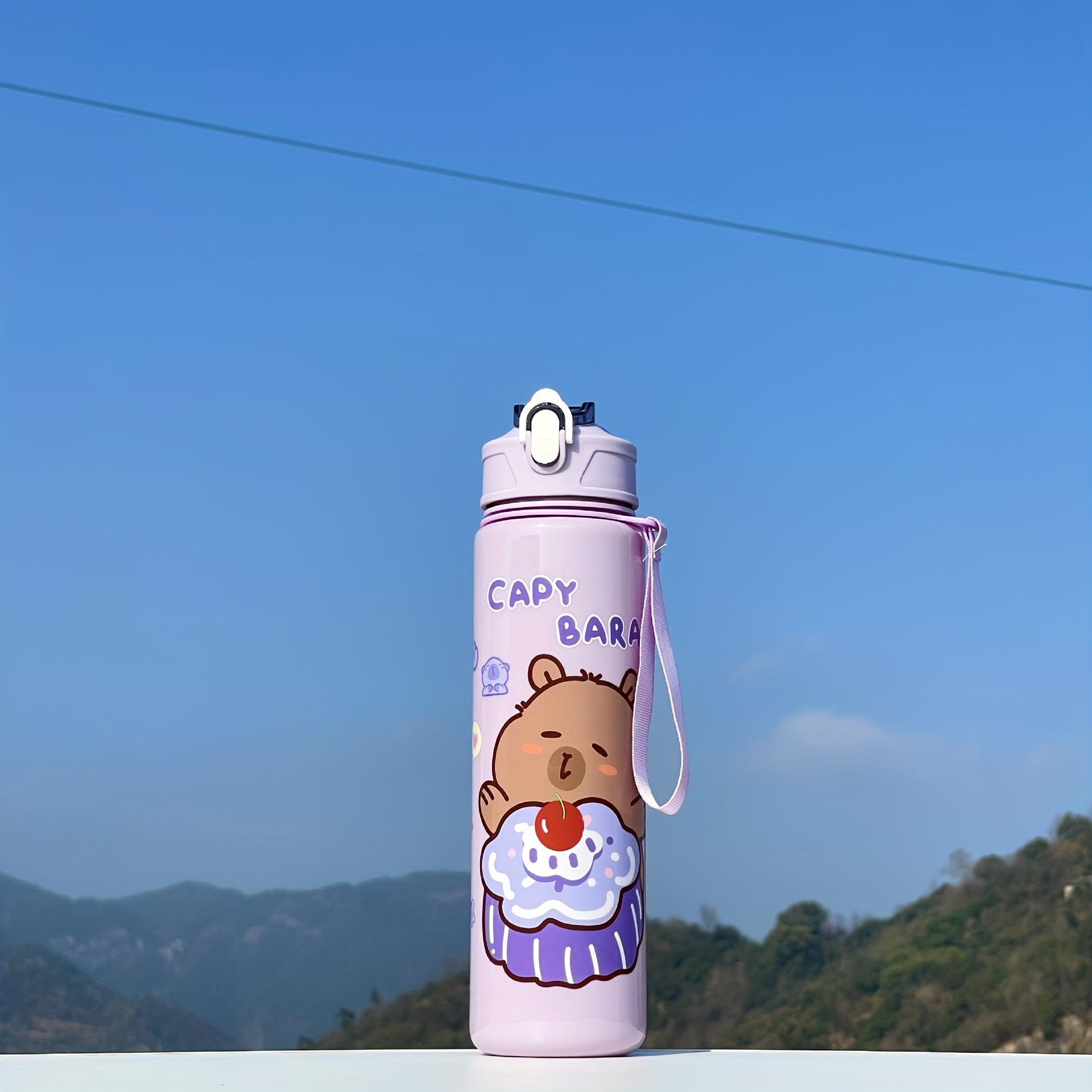 

Cute Otter Sports Water Bottle with Straw, Leak-Proof Portable Design, Durable Pc Material, Ideal for School & Outdoor Activities фиолетовый