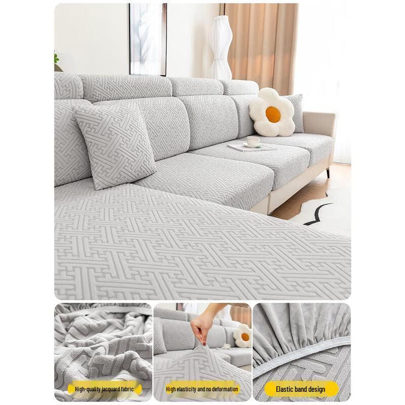 

HANDUNYOU Light Grey Full-Wrap Sofa Cover Set
