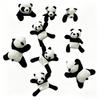 9pcs Stuffed Plush Panda Magnetic Toy Decorating Refrigerator Magnet for Home Beauty Decoration