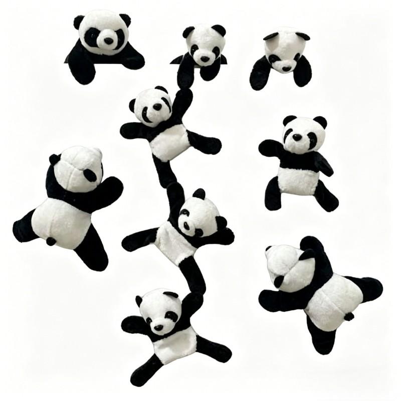 9pcs Stuffed Plush Panda Magnetic Toy Decorating Refrigerator Magnet for Home Beauty Decoration