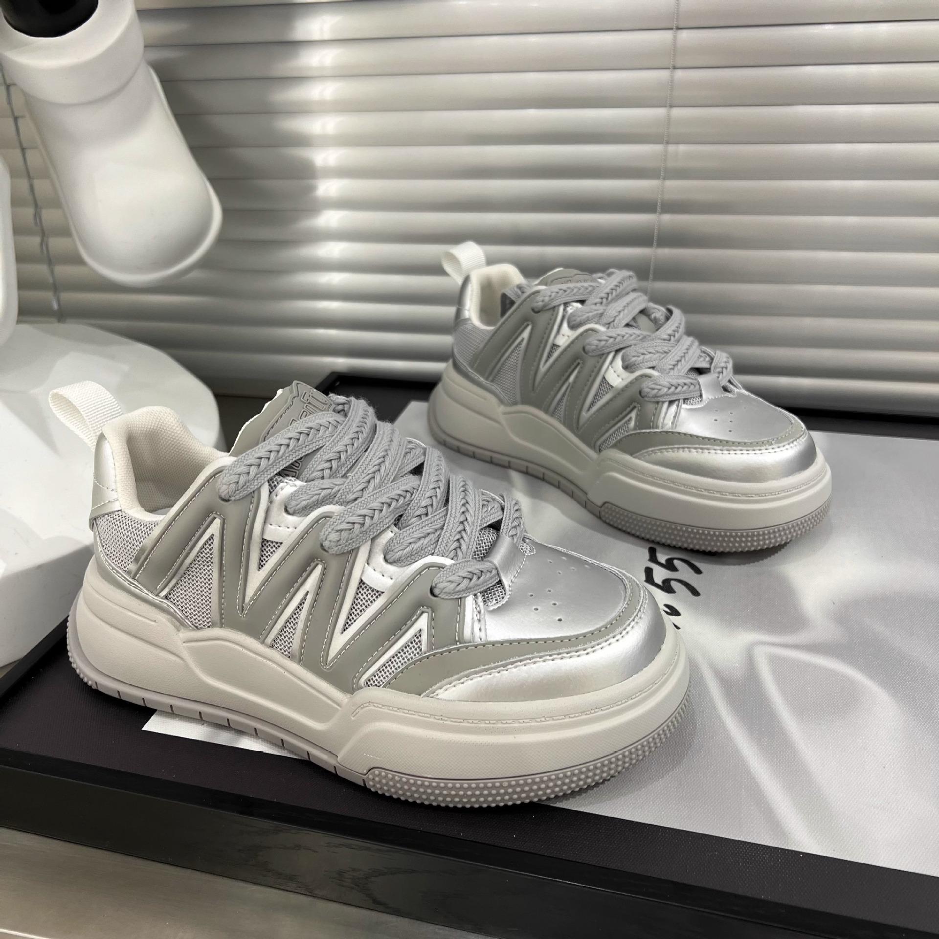 Кроссовки на платформе из натуральной кожи Белые туфли Женские туфли с круглым носком — фото 6