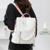 Color Block Women's Backpack Large Capacity Travel Bag PU Shoulder Bag