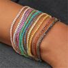 9Pcs Stackable Elastic Crystal Bead Bracelet Rhinestones Handchain Fashionable Stretch Wristchains Jewelry for Women