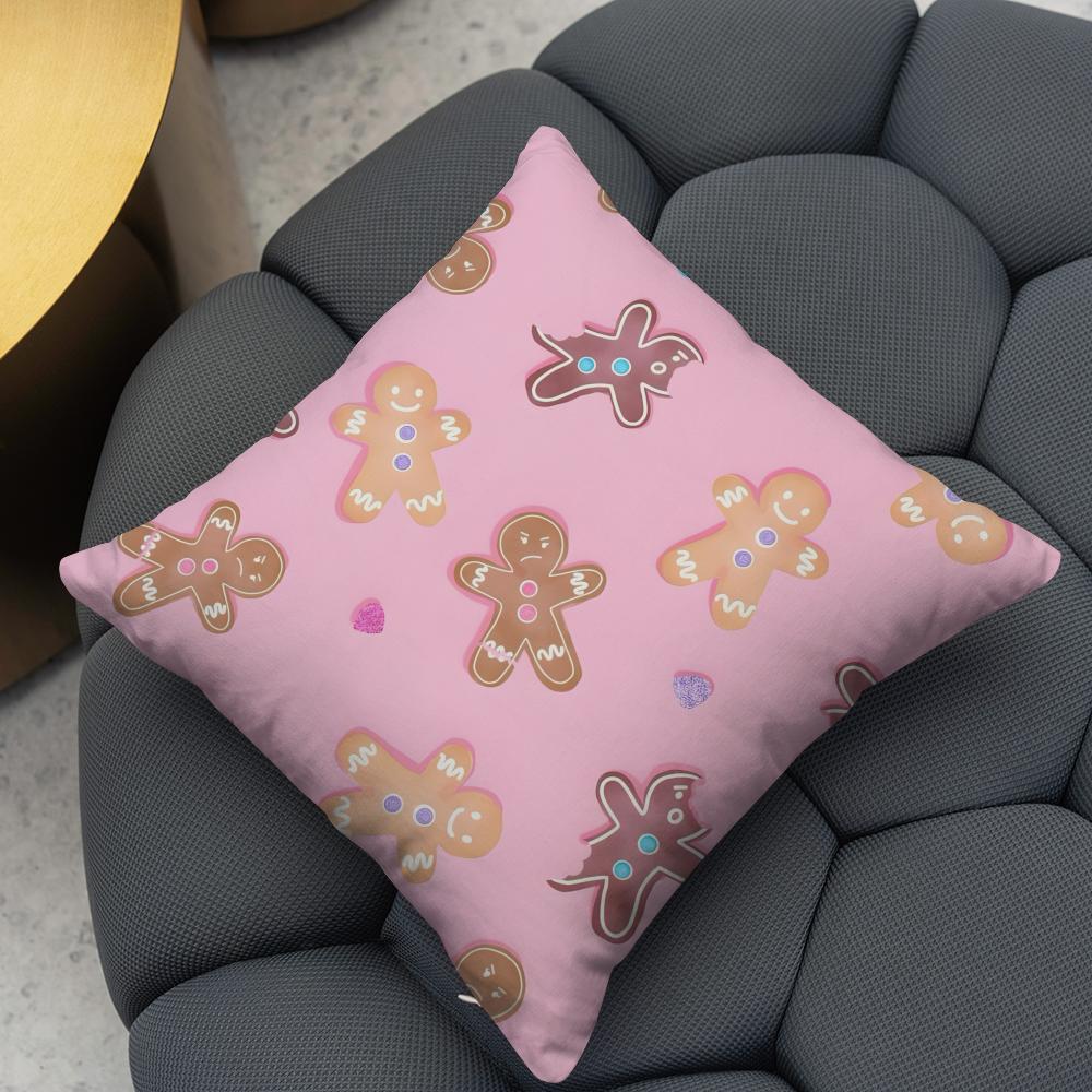 Cookie Run Kingdom Gingerbrave Cushion Cover Reversible Plush Pillow Cover – For car, sofa, bedroom, perfect as a gift.