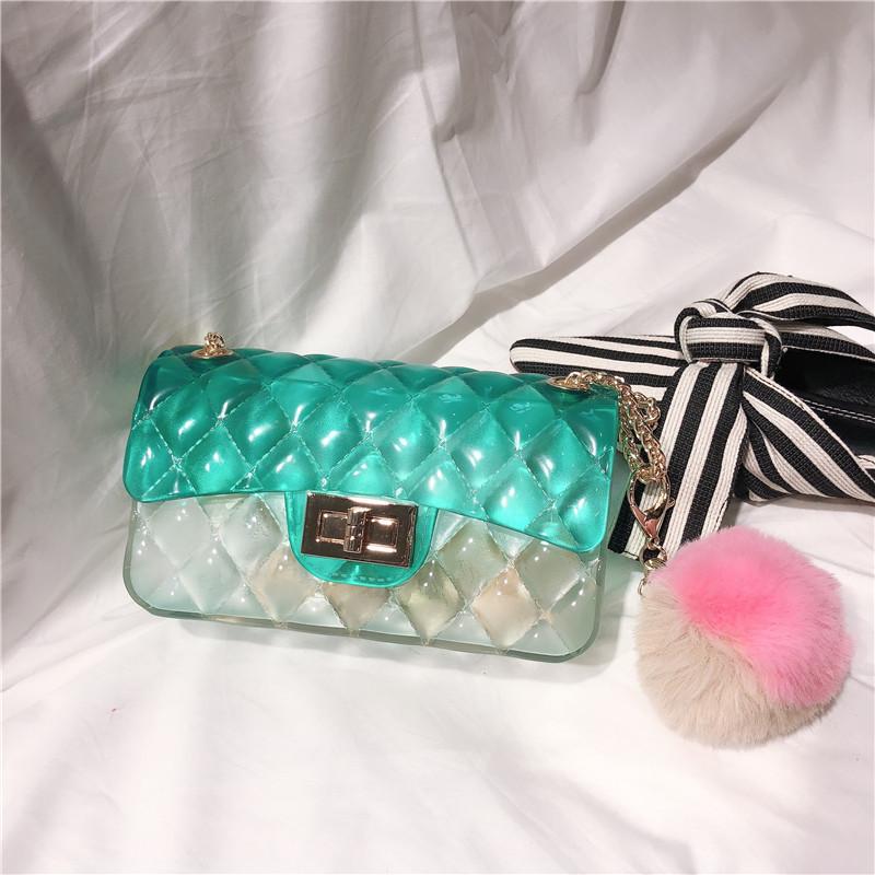 Summer Gradual Change Color Jelly Bag Diamond Chain Small Square Bag Single Shoulder Oblique Span Women'S Bag