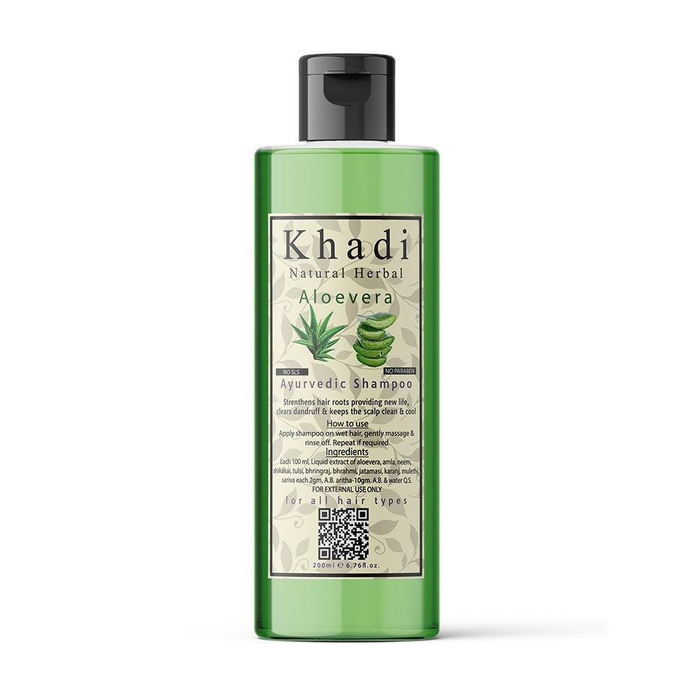 Khadi Natural Herbal Aloevera Shampoo for Men Women 200ml