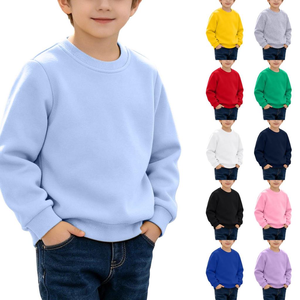 Kinder Langarm-T-Shirt in Farbe - Lässiges bequemes Unterhemd für Jungen und Mädchen