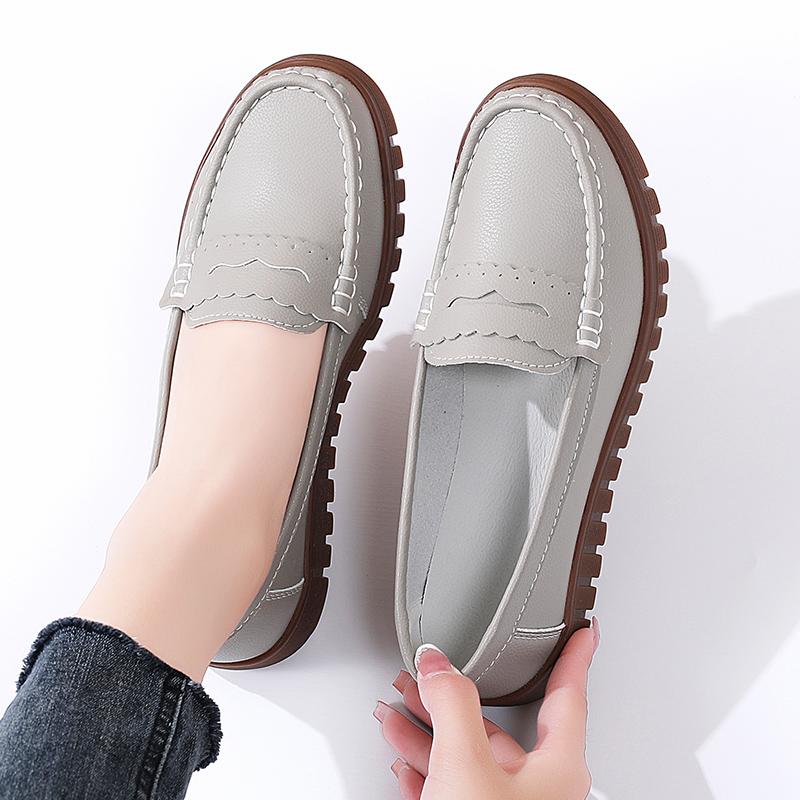 Weiche Mokassins für Damen zum Hineinschlüpfen, lässig, elegant, für den Sommer, atmungsaktives Leder, schwarze Mokassin-Schuhe