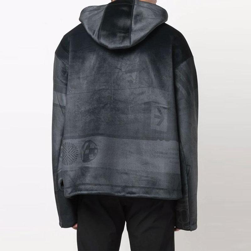 Y-3 Velvet Spacer Zine Allover Print Hoodie Black Unisex HB3319