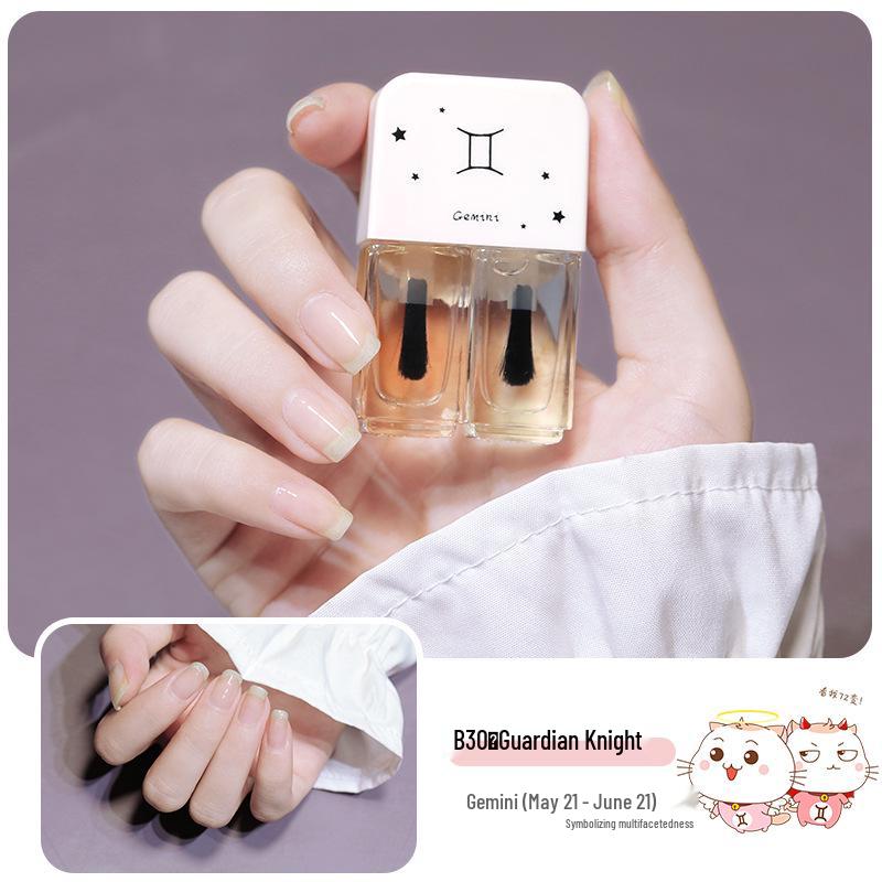 New Twin Iridescent Glitter Nail Polish Set - No-Bake, Non-Peel Transparent Oil-Based Formula with Two Colors