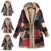 Women Overcoat Keep Warm Hooded Polyester Ethnic Pattern Winter Coat for Daily Wear