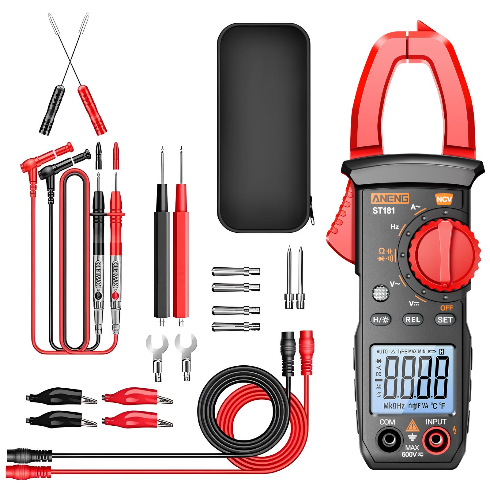 

ANENG ST181 Digital Clamp Meter Multimeter 4000 Counts NCV Measures Tester AC/DC Voltage Capacitance Resistance Tools червоний