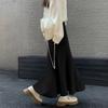 Women's High-Waist A-Line Knit Skirt - Hip-Covering, Wide Hem, Plus Size, Autumn-Winter, Thickened, Slimming Pleated Long Skirt