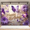1 Piece Luxurious Butterfly Birthday Banner - Multi-functional Polyester Background Fabric for Anniversaries Weddings Etc