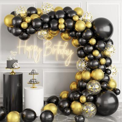 Vintage czarno-złoty balon Garland Arch Kit lateksowy balon dekoracje na przyjęcie urodzinowe dla dzieci balon weselny dla dorosłych wystrój Baby Shower Ballon