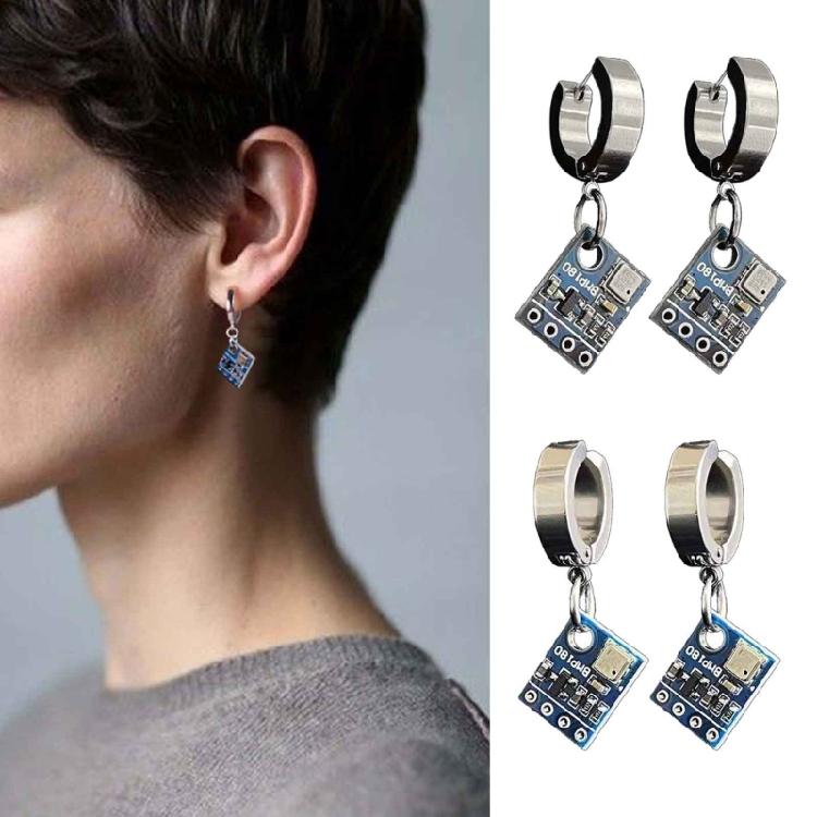 Technology Sense Circuit Board Earrings Punk Trendy Cool Ear Clip Earrings