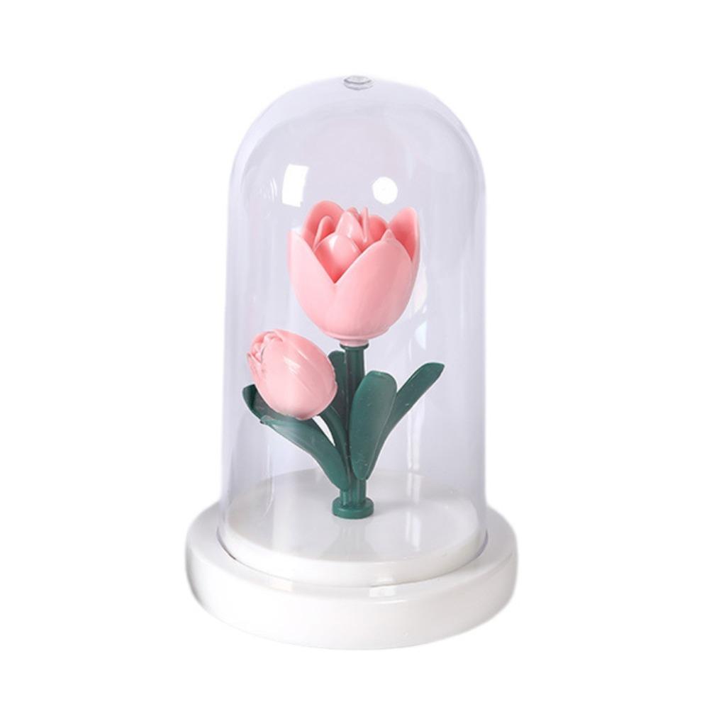 Romantic Eternal Tulip Lamp with Lampshade Pink Tulip Night Light Luminous Simple Bedroom Bedside Lamp Wedding Decor