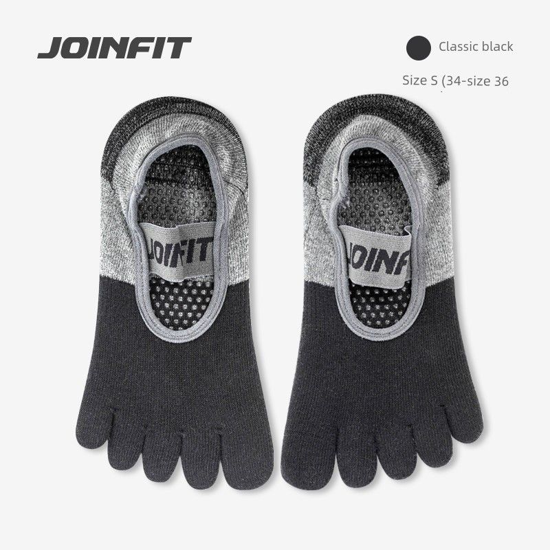 

Joinfit Yoga Socks Non Slip Professional Female Pilates Summer Dancing Toe Socks Indoor Sports Fitness Socks Classic black S code