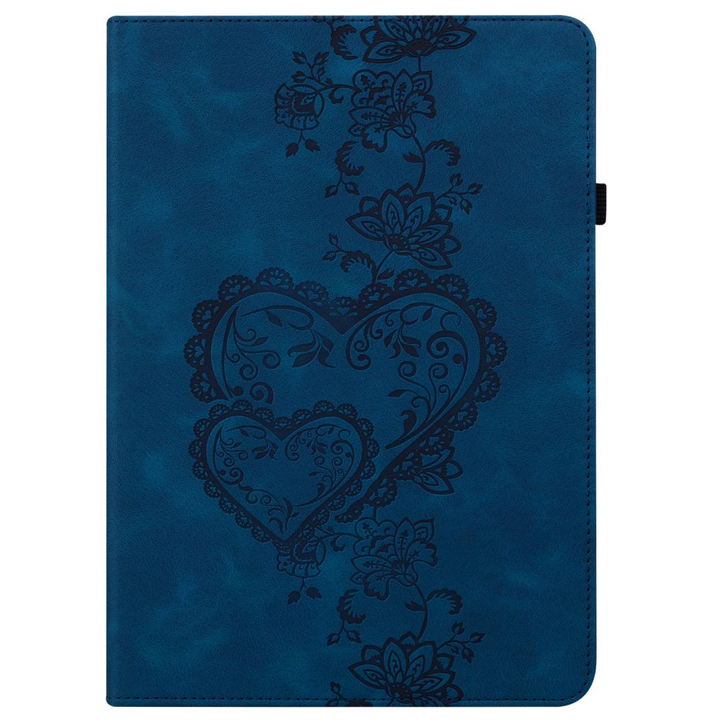 For Samsung Galaxy Tab A11/A9 Leather Case Heart Imprint Foldable Stand Card Slot Stylus Holder Tablet Cover