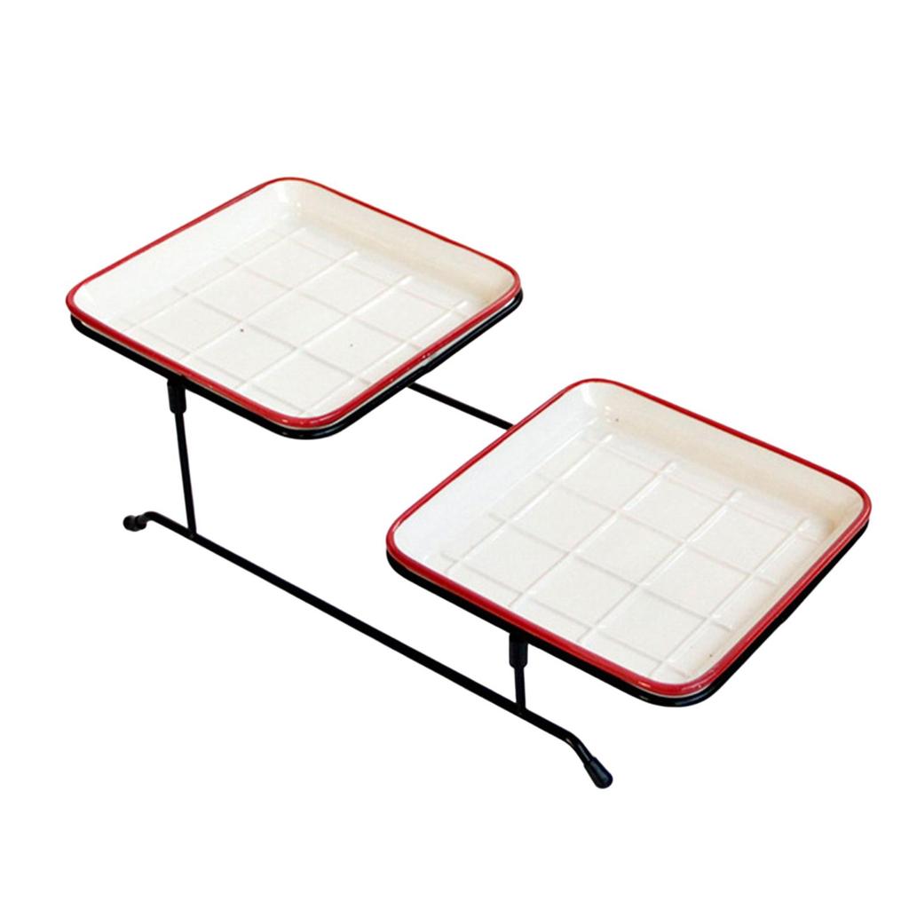 2 Tier Serving Tray Mini Cake Cupcake Stand with Rack for Wedding Buffet Red