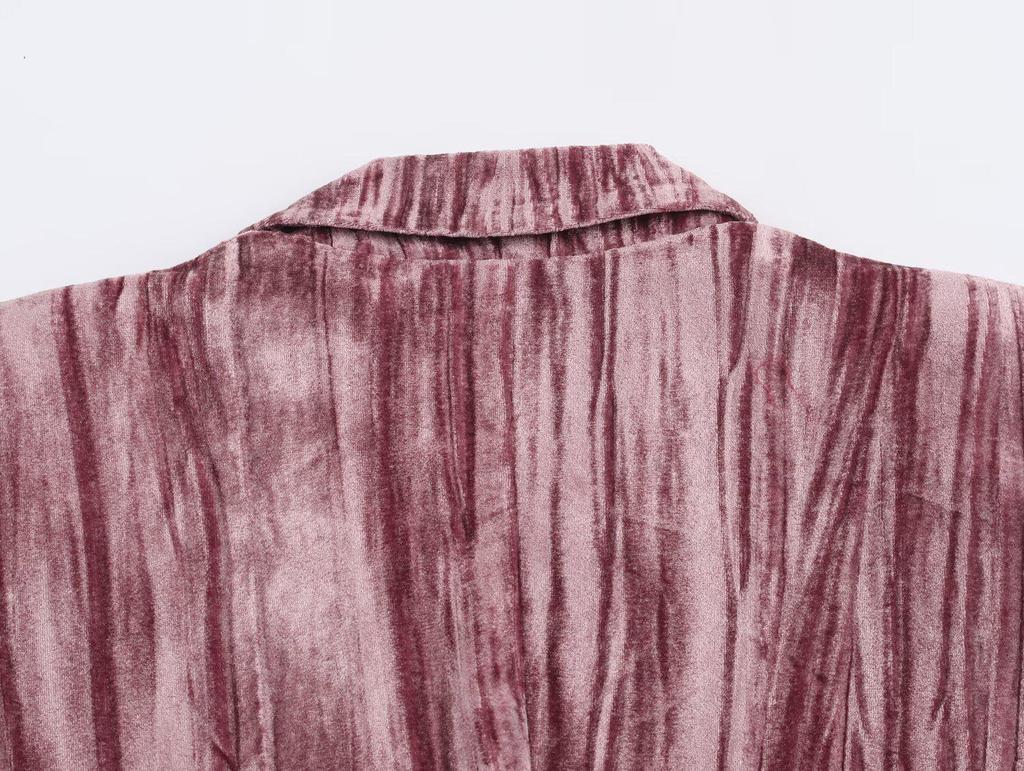 Women's Velvet Suit: 2025 European & American Style Jacket with Wide-Leg Pants