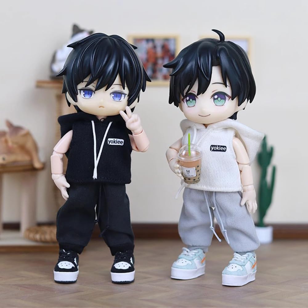 Obitsu 11 OB11 Size Outfit: Sweatpants and Jersey Bottoms for Obitsu Doll 11cm Body, Single Item, 4 Colors (Black + Gray)