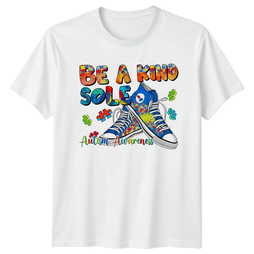 Be A Kind Sole Autism Awareness Puzzle Shoes Graphic TShirt S