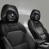 Two Black Hat Mystery Portrait Car Headrest Covers, Designed for Comfort and Elasticity, Ideal for Any Car Interior.