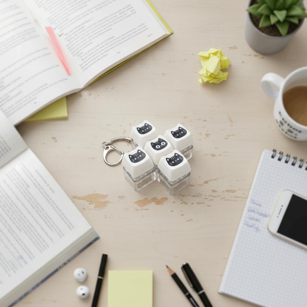 Knackiger Rebound Voice Schwarze Katze Tastatur Schlüsselanhänger Leuchtender Clicker Fidgets Tasche Anhänger Schüler