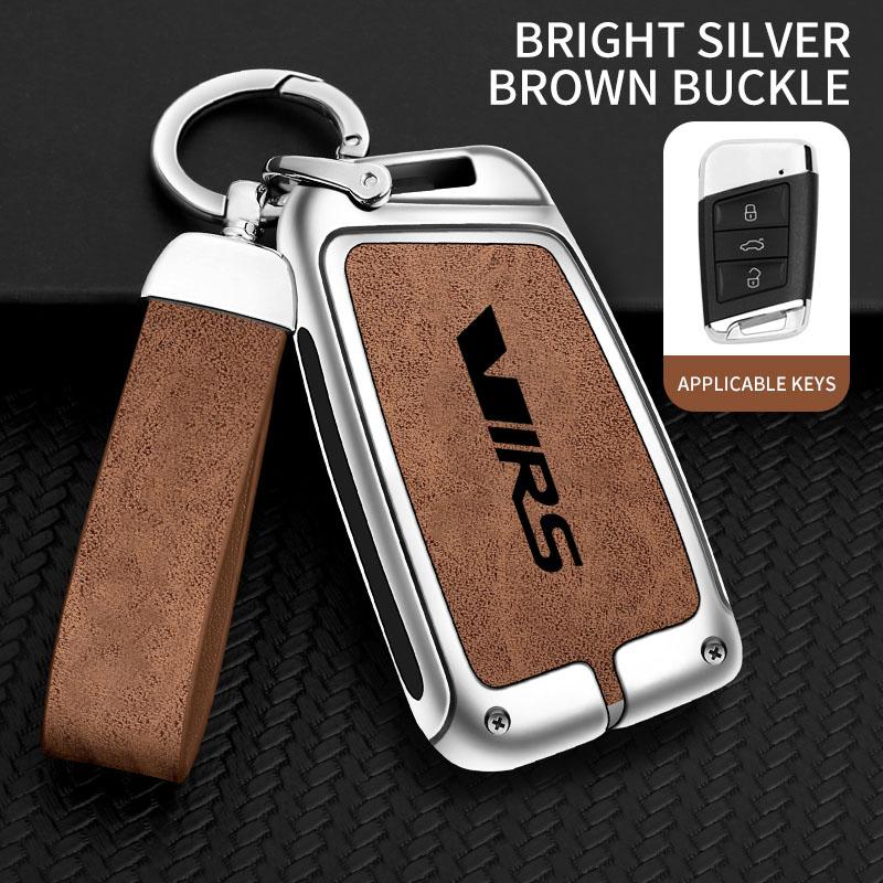 AAABP1 Zinc Alloy Car Remote Control Key Case Cover Holder Shell Fob for Skoda VRS Protection Key Chain Buckle Keyless Accessories