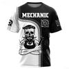 Short Sleeved Street Wear, Mechanical Repair Tool Pattern, Men's T-shirt, Mechanical Personalized 3D Printed Men's T-shirt Top