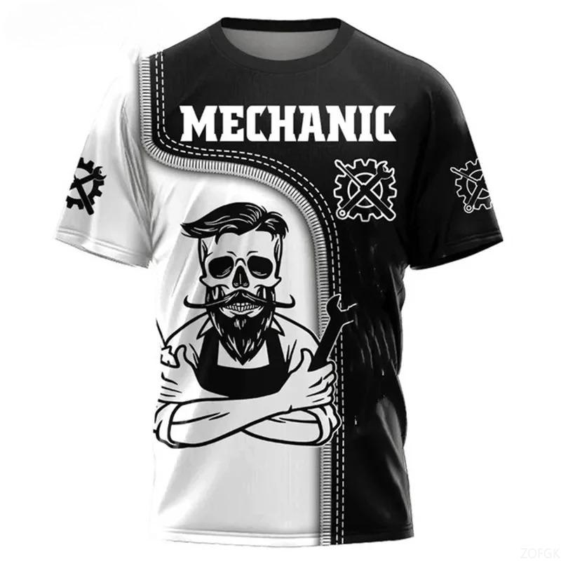 Short Sleeved Street Wear, Mechanical Repair Tool Pattern, Men's T-shirt, Mechanical Personalized 3D Printed Men's T-shirt Top