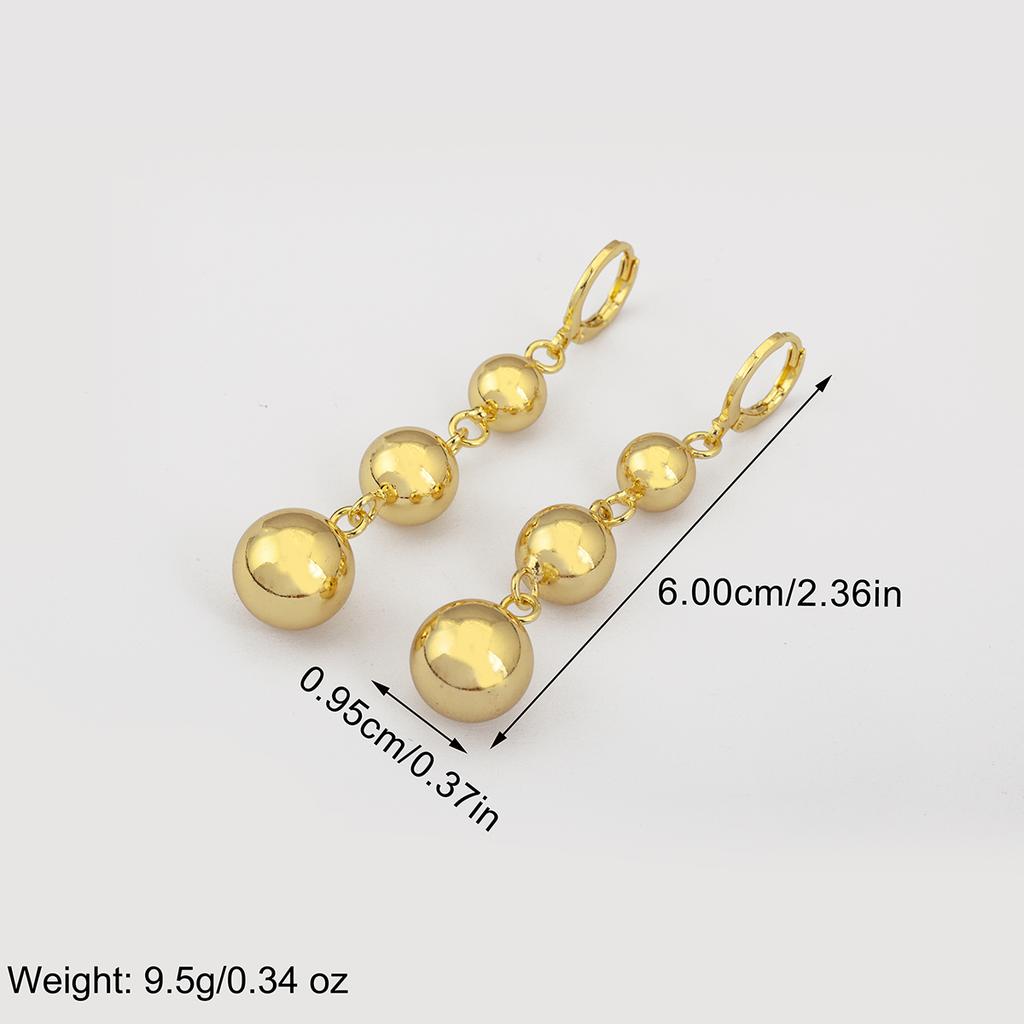 Nidin High Quality Copper Shiny Round Ball Drop Earrings For Women Female Daily Party 2 Colors Choice Ear Jewelry Accessories
