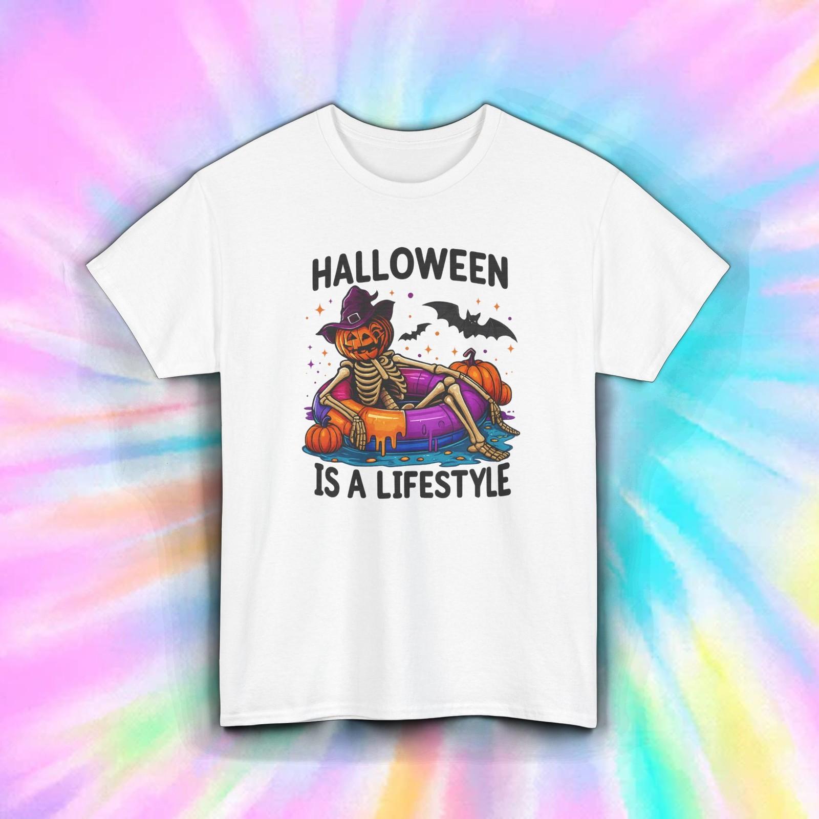 Halloween Is A Lifestyle Shirt Skeleton Pumpkin Graphic Tee Spooky Funny S-5XL S разноцветный