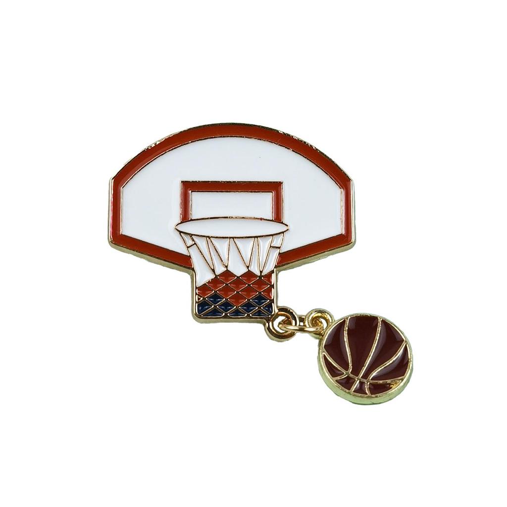 Personalized Alloy Basketball Hoop Brooch Badge for Backpacks
