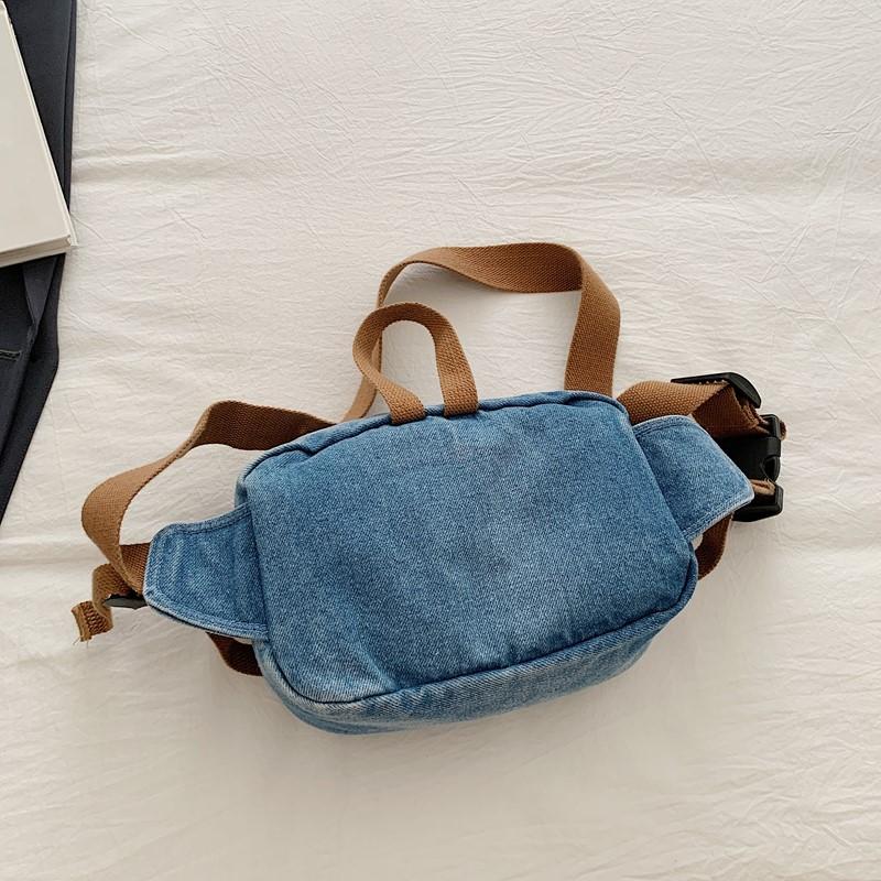Fashionable Solid Denim Unisex Chest Bag Hot Selling Sweet Simple Crossbody Bag New Retro High-quality Women's Chest Bag