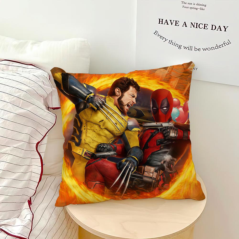 Movie Cool D-Deadpool W-Wolverine Ml Cushion Cover Soft Hogar Pillowcase For Sofa Living Room Bed Home Decor Protective Covers