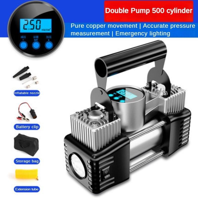 180W Car Tire Inflation Pump Electric Metal Dual Cylinder Gas Pump Portable Car Mounted Inflation Pump
