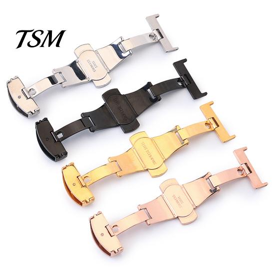 Watch Band Buckle Solid Universal Good Hardness Stainless Steel Clasp for Daily Wear Double Push Button