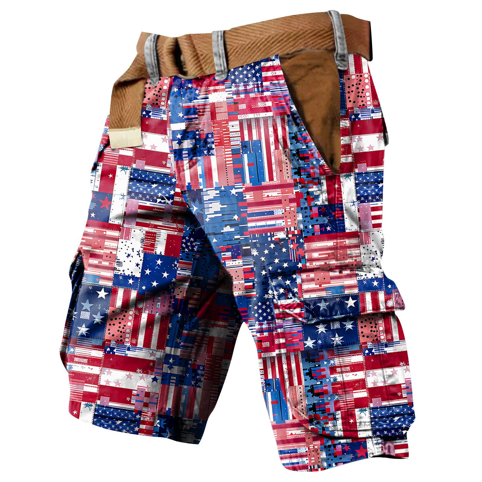 

Мужские рабочие шорты с принтом Дня независимости и несколькими карманами S
