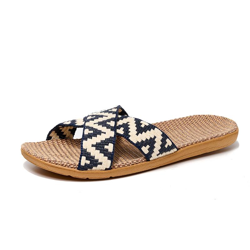 Home Indoor Cotton Linen Antiskid Slippers Men and Women Thick Bottom Summer Sandals