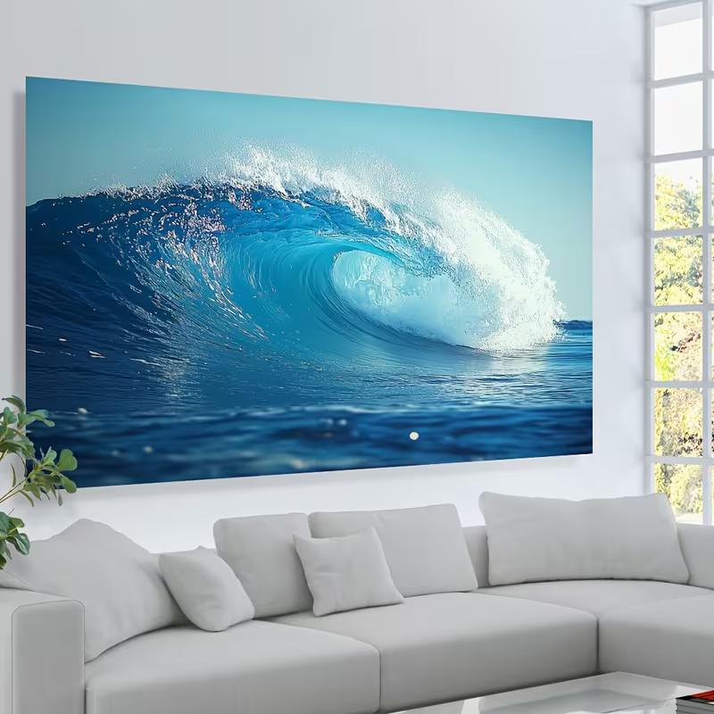 2D Surfwellen-Wandteppich, Blauer Ozean-Fasswellen-Hintergrundtuch