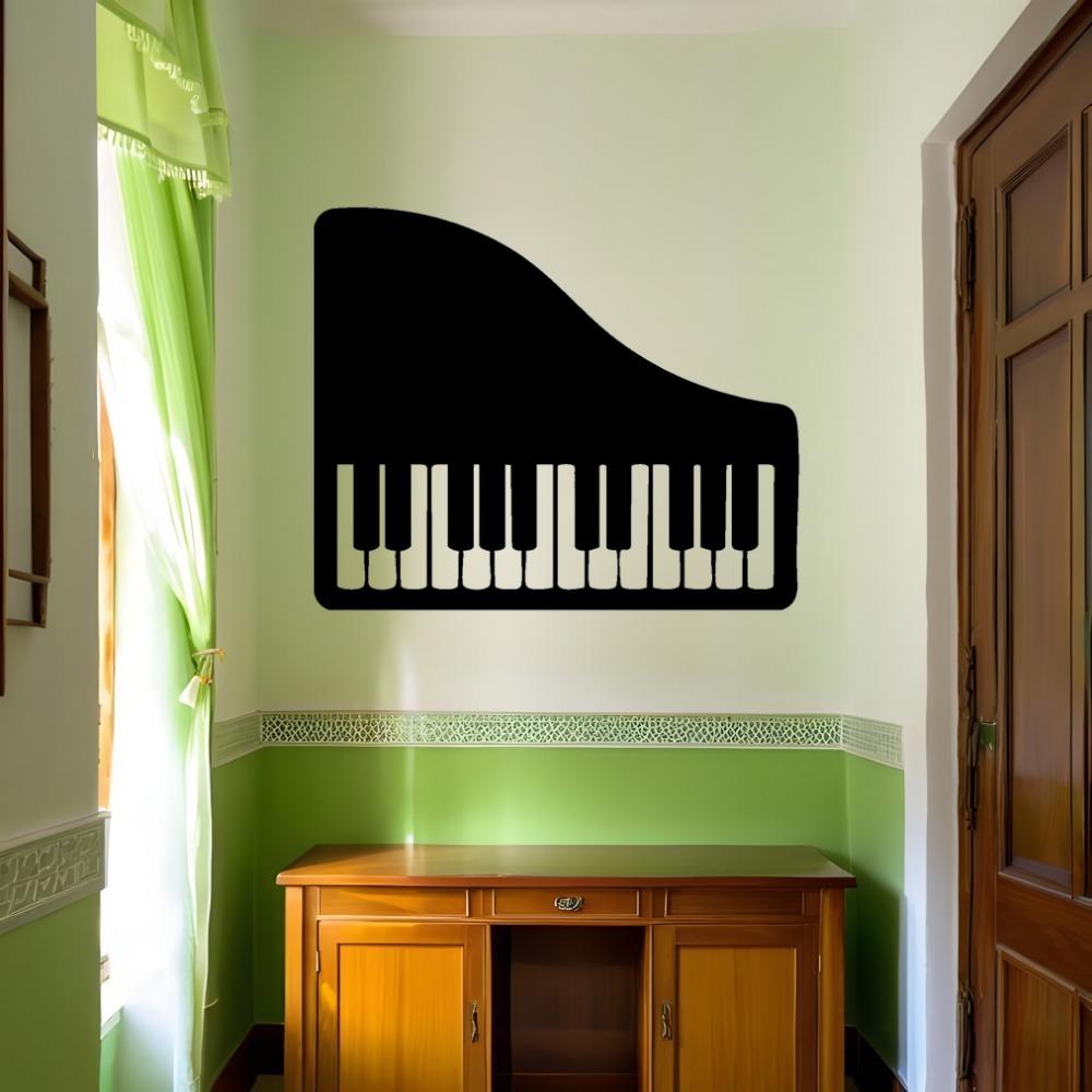 1 Stück Horizontale Klavier Laserschnitt Metall Wandkunst, Schwarzes Eisen Musik Dekor, Moderne Wanddekoration für Wohnzimmer Schlafzimmer, Geschenk für Musikliebhaber